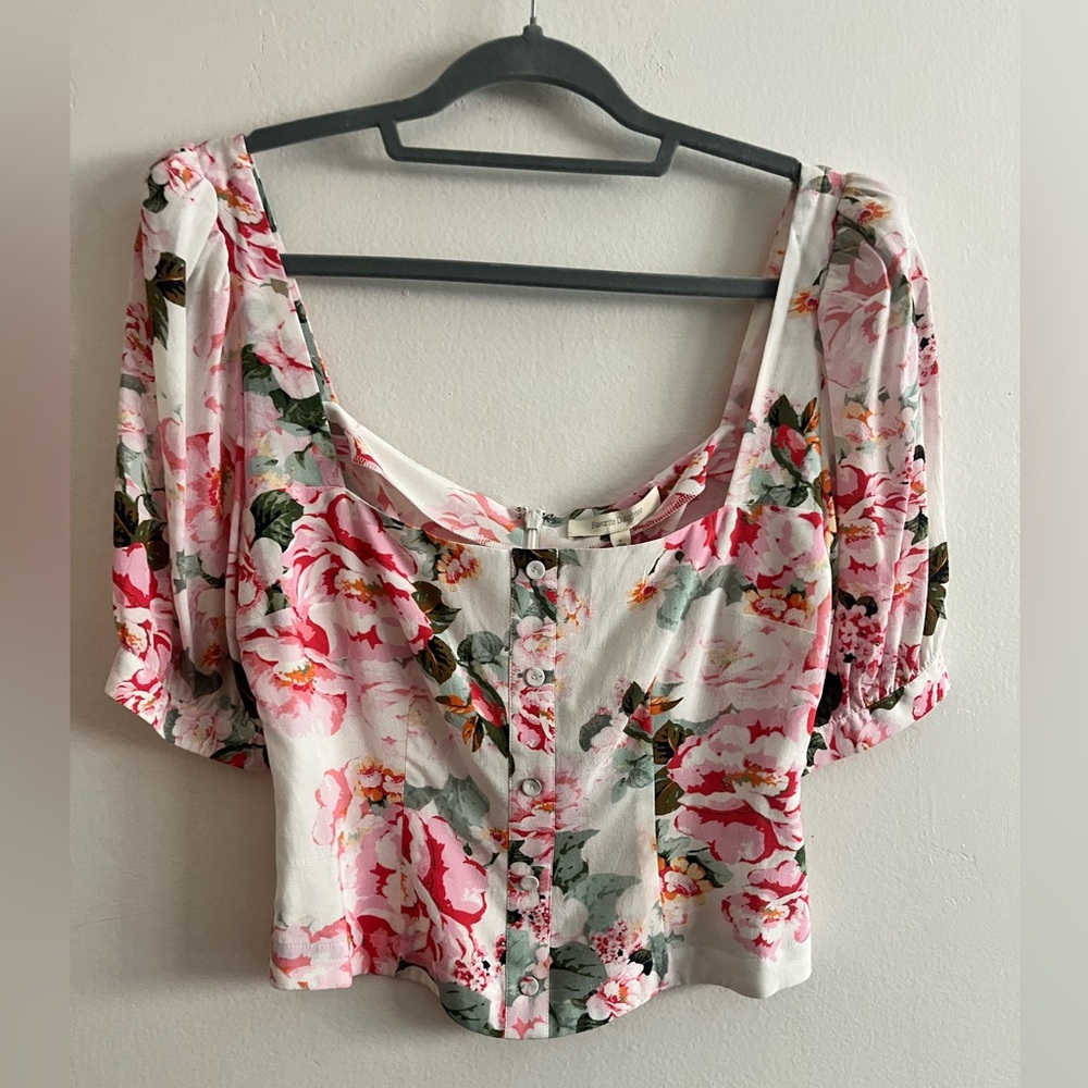 Favorite Daughter Pink and Green Floral Blouse
